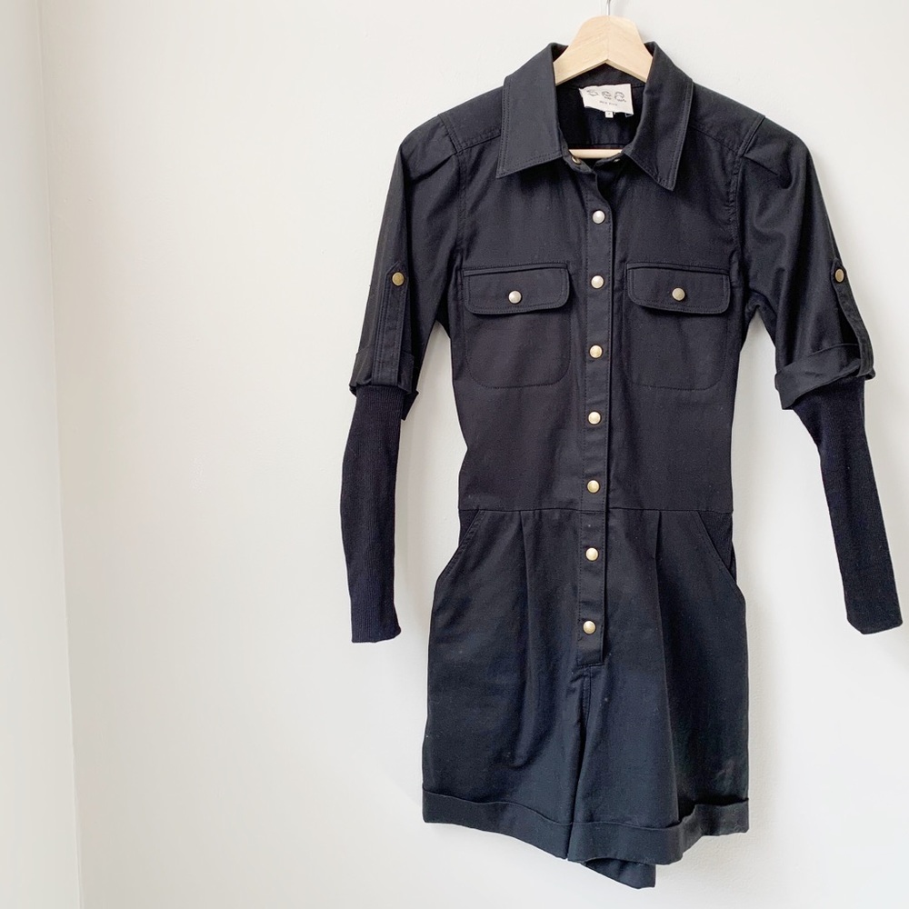 Sea New York Black Button Front Romper